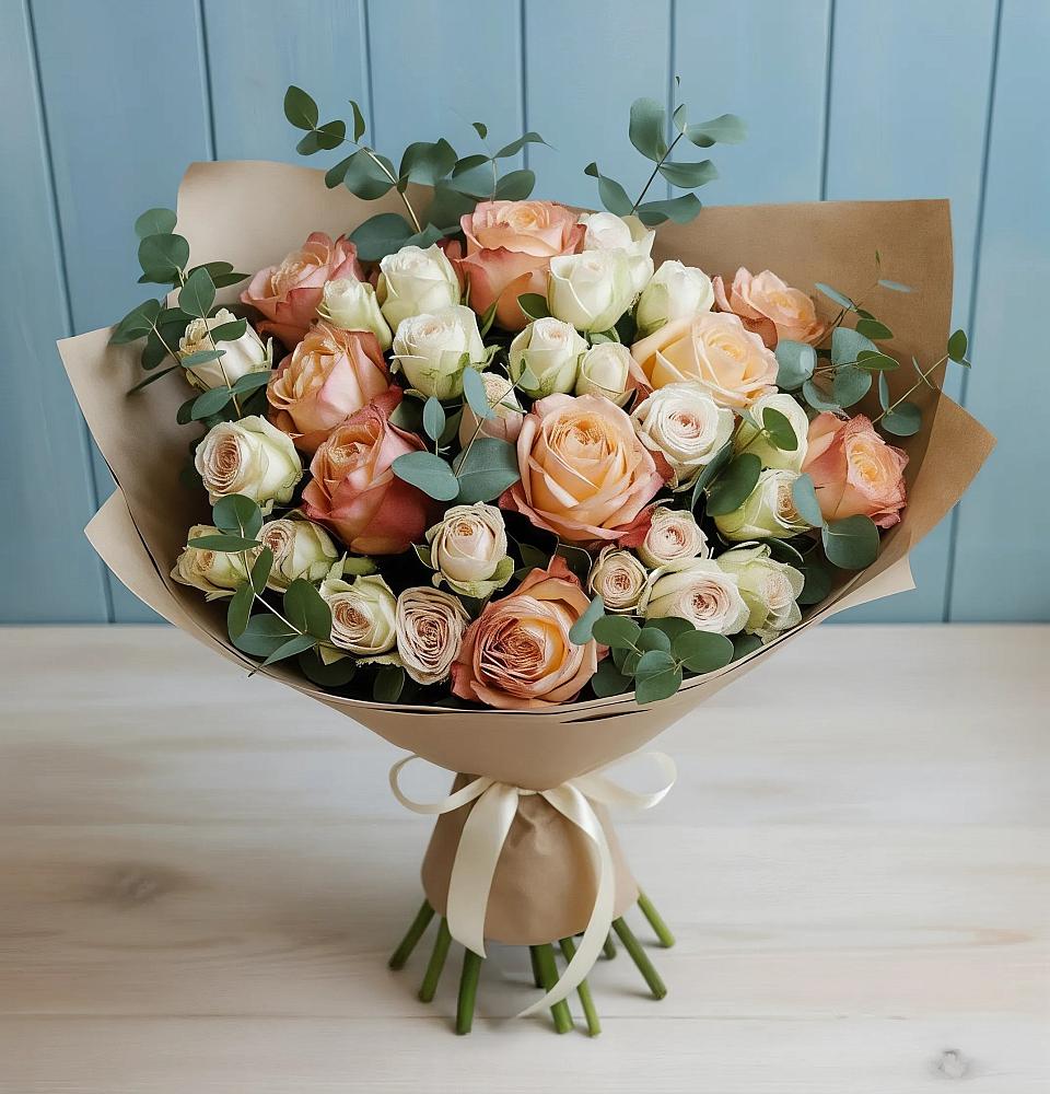 Букет цветов из: Альстромерии и Розы в Сандово