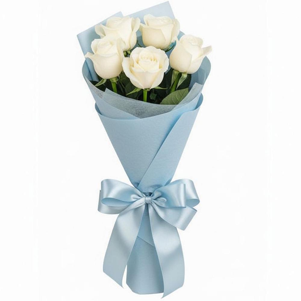 Букет 5 Белых роз Проуд в Сандово