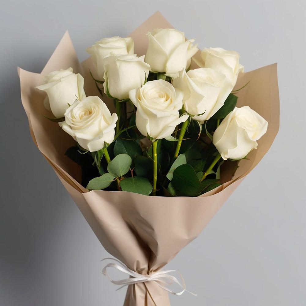 Букет 9 Белых роз Эдлесс Лав в Сандово