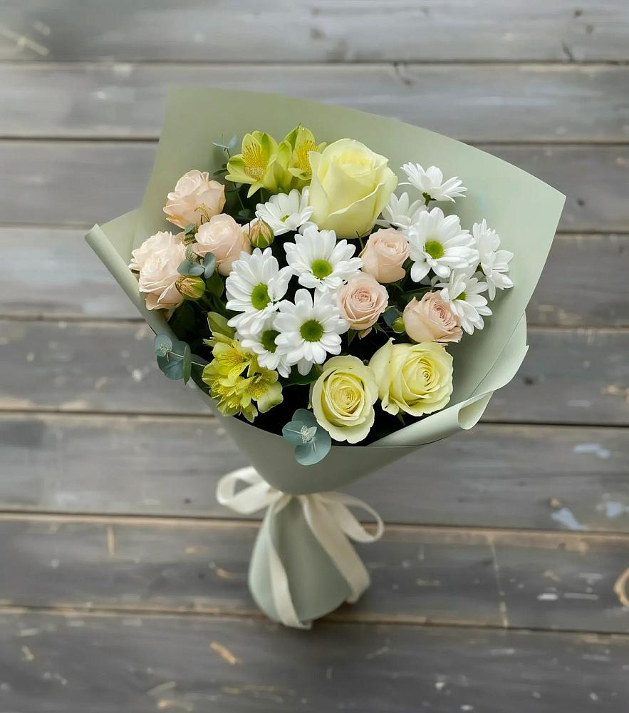 Букет цветов из: Альстромерии, Розы и Хризантемы в Сандово