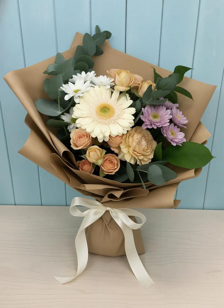 Букет цветов из: Герберы и Хризантемы в Сандово