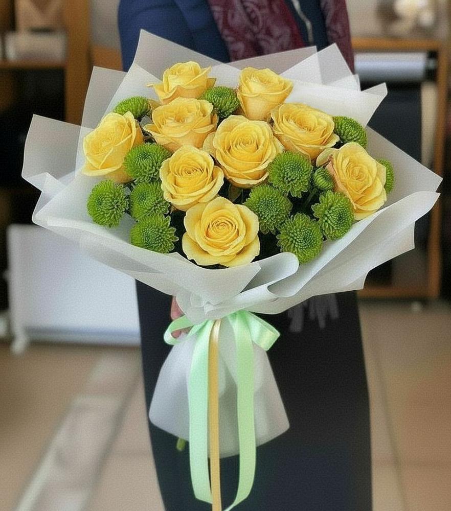 Букет цветов из: Хризантемы и Розы в Сандово