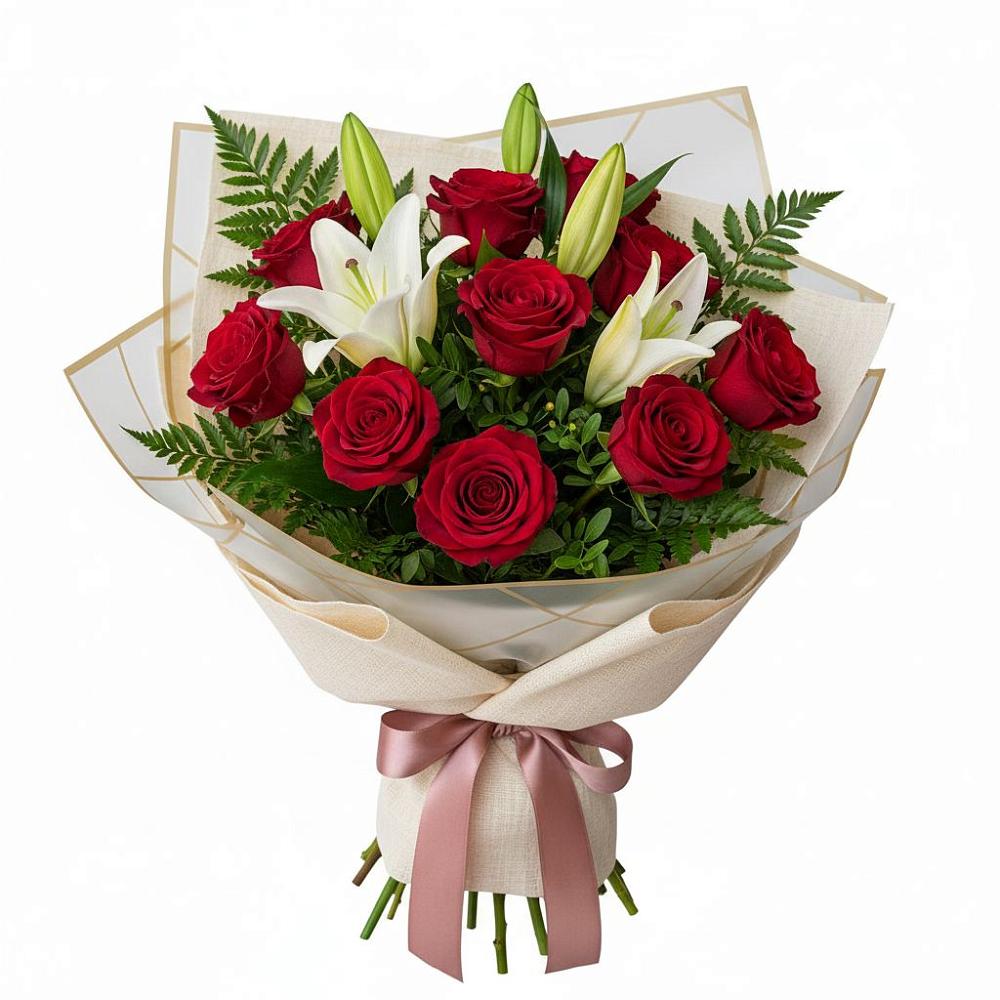 Букет цветов из: Лилии и Розы в Сандово