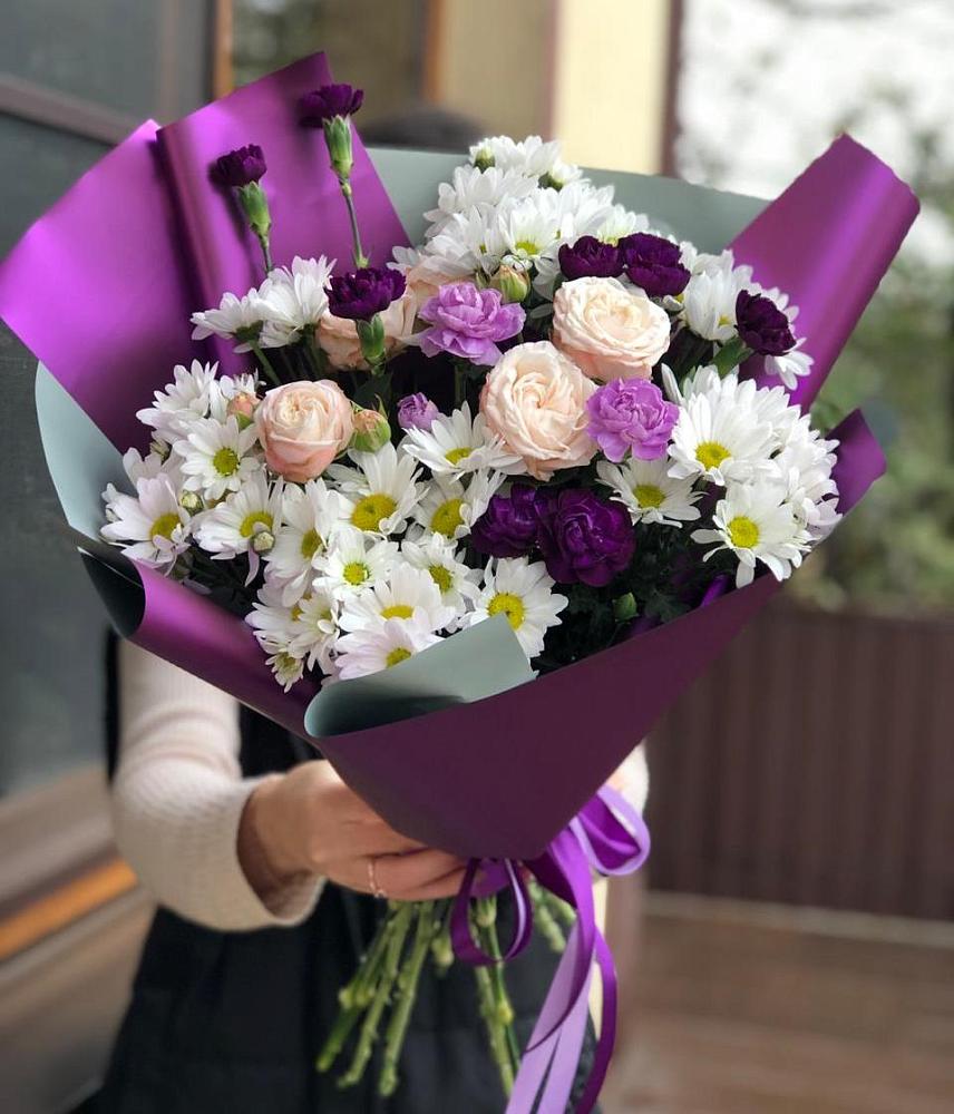 Букет цветов из: Хризантемы, Гвоздики и Розы в Сандово