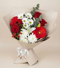 Букет цветов из:  Розы, Хризантемы, Герберы и Лилии в Сандово