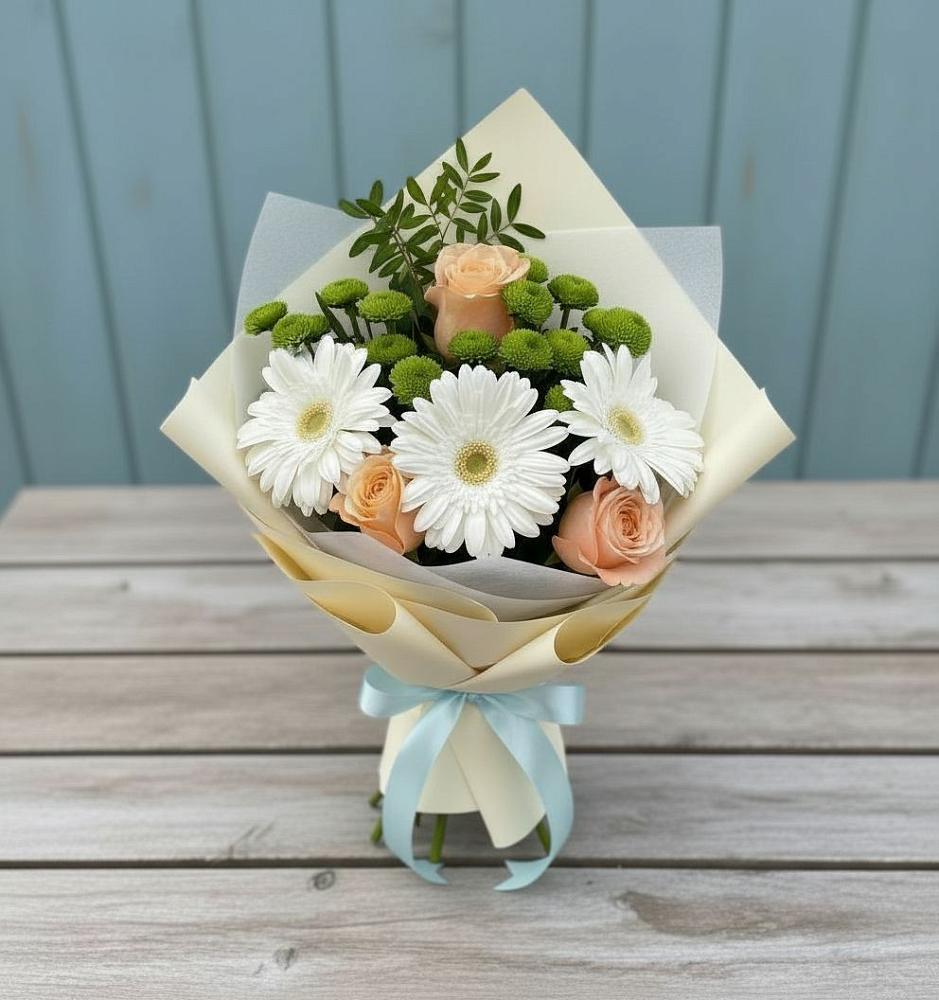 Букет цветов из: Герберы, Розы и Хризантемы в Сандово