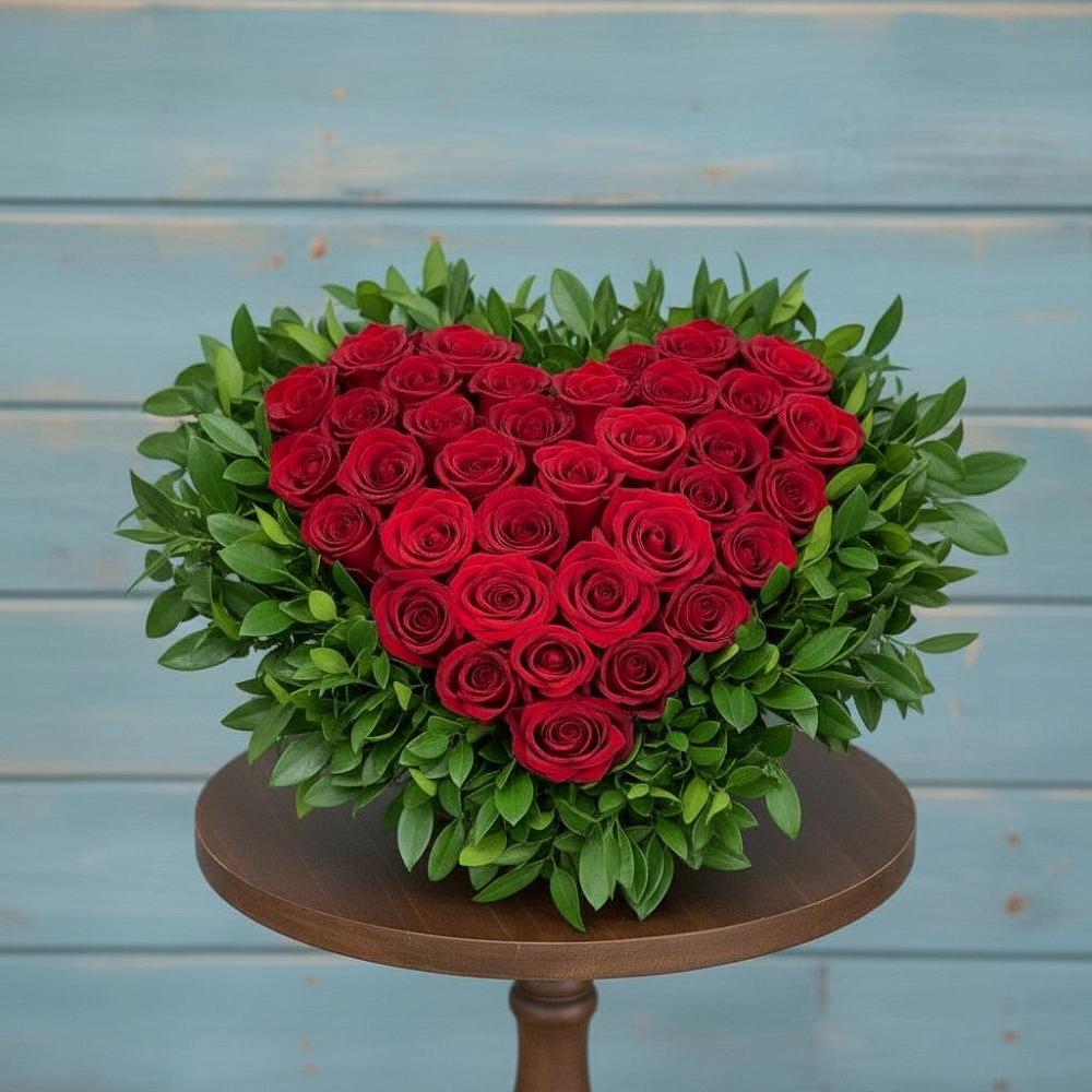 Цветочная композиция из Розы в виде сердца в Сандово