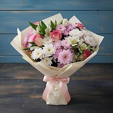 Букет цветов из:  Хризантемы, Альстромерии и Розы в Сандово