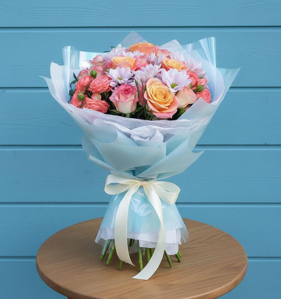 Букет цветов из: Хризантемы и Розы в Сандово