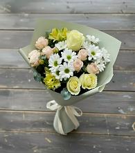 Букет цветов из:  Альстромерии, Розы и Хризантемы в Сандово